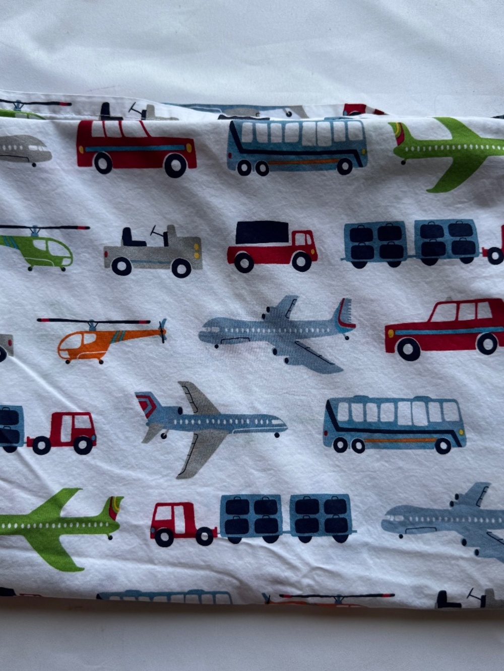 Pottery Barn Kids Twin Flat Sheet Planes Trucks Cars Organic Cotton